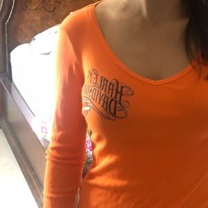HarleyDavidson long sleeve orange shirt